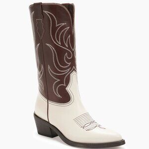 Partlow Rowan Brown Ivory Leather Cowboy Boots EU 41 / US 11 — Worn Once
